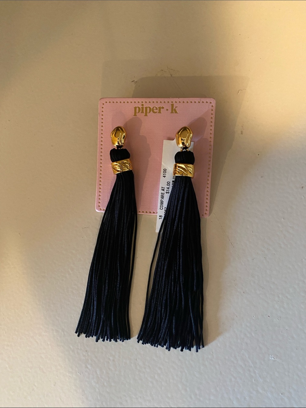 Piper K Black Tassel Statement Earrings